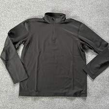 RefrigiWear Shirt Mens Medium Black Base Layer Quarter 1/4 Zip Stretch Top picture