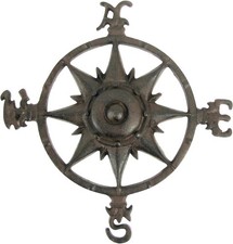 Rustic Cast Iron Rose Compass Nautical Beach House Wall Art Outdoor Garden Decor picture