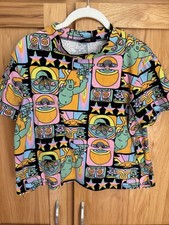 Nooworks Cropped Psychedelic Cropped Tee Mock Neck Women’s Small Top picture