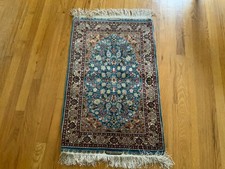 Vintage 1999 Hand Knotted Silk+Silk Fringes Kayseri Hereke Turkish Rug 36
