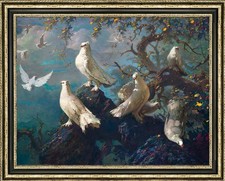 Hand Painted Oil Painting Old Master-Art Antique style Animal Pigeon On Canvas picture