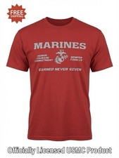 USMC “MARINES - EARNED NEVER GIVEN” Red T-Shirt - Size XL - by MV Sport - NWT picture