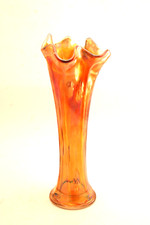 Vintage Fenton Glass Marigold Butterfly & Berry Vase Clear 9