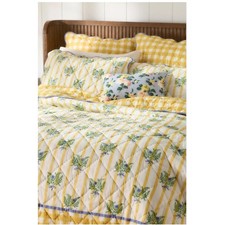 Anthropologie Iluka Cotton Printed Floral Quilt King Fern Gingham picture