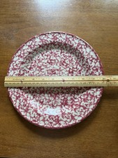 Vintage Roseville Pottery Red Pink Spongeware Plate 10” picture