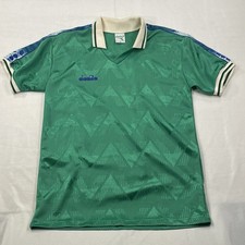 Vintage 1990s Diadora Football Jersey  Green Medium *Ultra Rare* FIFA Soccer picture