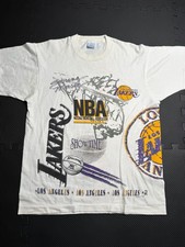 Salem Sportswear Los Angeles Lakers T-Shirt Size L Vintage 90s AOP picture