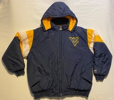 West Virgina Mountaineers Puffer Jacket Yellow Blue XL picture