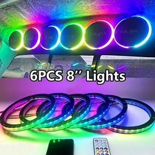 6pcs 8'' Color Chasing Flow LED 1/2'' Spacer Ring Speaker Lights for Car Truck picture