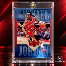 Michael Jordan Card RARE 90’s Blue HOLO FOIL SPARKLE REFRACTOR BULLS JERSEY #23 picture
