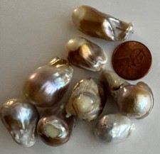 8 PC Genuine Large Baroque Freshwater Pearl Pearls Cultured Loose Bead Beads picture