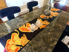 Luxury Japanese Nishijin Silk Obi Table Runner - 14ft Fan & Chrysanthemum Gold picture