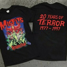Misfits Resurrection Tour 20 Years of Terror 2 Side Black Unisex Shirt KH15483 picture