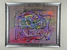ART - Large Original Signed Gione II Abstract Painting 31x25 Framed Modern Art picture