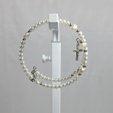 Vintage Sterling Silver Catholic Rosary Wrap Bracelet • Miraculous Medal & Cross picture