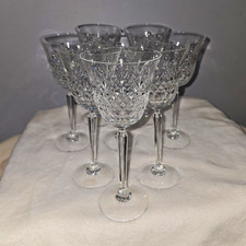 Waterford Lead Glass Crystal Kelsey Pattern Stemmed Water Goblet Set of 8 5 oz picture
