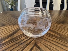 Vintage 1989 S Comac Signed And Numbered Etched Crystal Deer Bowl, #32  picture