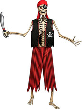 5 Pcs 12 Ft Skeleton Outfits Set Giant Pirate Clothing Accessories picture