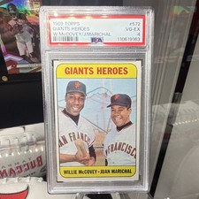 Topps 1969 Giants Heroes High # Willie McCovey Juan Marichal #572 PSA 4 picture
