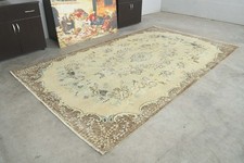 6x10 Turkish Antique Large Wool Rug Hand-Knotted Neutral Vintage Oushak Rug,349 picture
