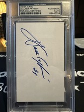 Walter Payton Autographed 3X5 Index Card Chicago Bears PSA/DNA Authentic Slab 🐐 picture