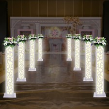 8Pcs Elegant White Flower Columns with LED Lights for Weddings & Events picture