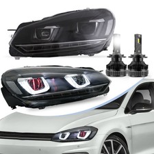 VLAND LED Headlights Demon Eyes+D2S Bulbs For VW Golf Mk6 2010-2014 Sequential picture