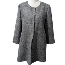 Chelsea28 Gray Collarless Swing Coat Size Medium picture