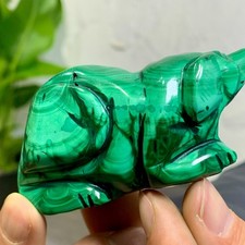 220G Natural Malachite  transparent hand carved dog crystal cluster mineral picture