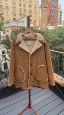 Vintage Haband Corduroy Sherpa Lined Rancher Coat Caramel Tan Mens Oversized picture