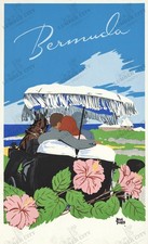 Bermuda Travel Poster 1940s Adolph Treidler Romantic Wall Art Print Retro picture
