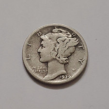Tough Early-Date Circulated VG+  U.S. 90% Silver 1929-D MERCURY DIME picture