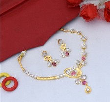 1 Gram Gold Plated 9 to 5 Look Unique Design Necklace Set for Women picture