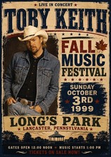 1999 TOBY KEITH POSTER WALL ART PRINT LANCASTER PENNSYLVANIA SIZE 11X17 INCHES picture