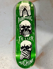 ATM Click Teller Machine Skateboard Deck Green Skull Graphic picture