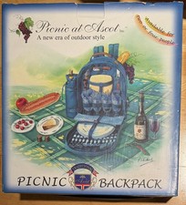 New Picnic at Ascot Original Picnic Backpack Service for Four Blue Summer in box picture