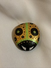 Hand Painted Halloween Ladybug River Rock Signed Miniature Art T Campbel picture