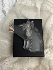 Vtg 1940s Carved Lucite Horse Head Brooch Pin Large 3” Figural Reverse Painted picture