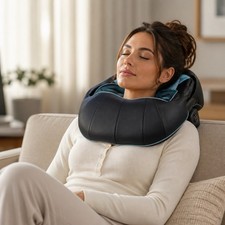 InvoSpa Kneading Massager Light Blue Black Heated Multispeed Neck Back Shoulder picture