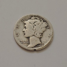 Circulated Tough Early-Date 1928-D MERCURY DIME  (Album Filler)  w/FREE SHIPPING picture