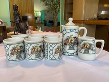 VTG Villeroy & Boch 'Basket’ 6 Tea/Coffee Cups,  TeaPot & Creamer Germany picture