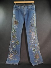 Vintage Sonia Bogner Embellished Sequined Beaded Women's Blue Jeans, Size 8 picture