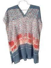 CAbi Fireworks Yacht Top Size Medium Printed V Neck Short Sleeve 5118 Multicolor picture