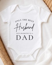 Promoted To Dad Gift: Personalised Baby Grow, See You Soon Daddy Pregnancy picture