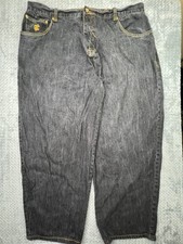 Rocawear Mens Size 42 Black Denim Jeans Embroidered Logo Flap Pockets Y2K Baggy picture