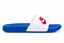 New Nike Benassi JDI Game Royal/White Men's Slides Sandals 343880-410 picture
