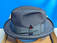 VIntage 1965 Dobbs Fedora Hat Mid Blue 7-5/8 Peerless C. Peroni Oak Park READ picture
