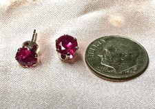 VERY NICE   ROUND 6MM    RUBY STERLING SILVER STUDS-- 1.50CTW picture