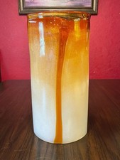 Fenton International Amber White Art Glass Vase 91028 picture