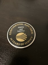 Vintage Continental Airlines Button Fifty and Nifty 50 Years Of Service picture